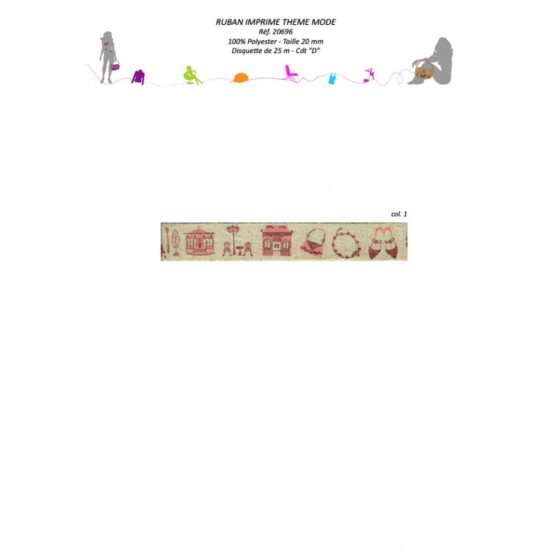Stephanoise S20696 - RUBAN IMPRIME THEME MODE 20MM
