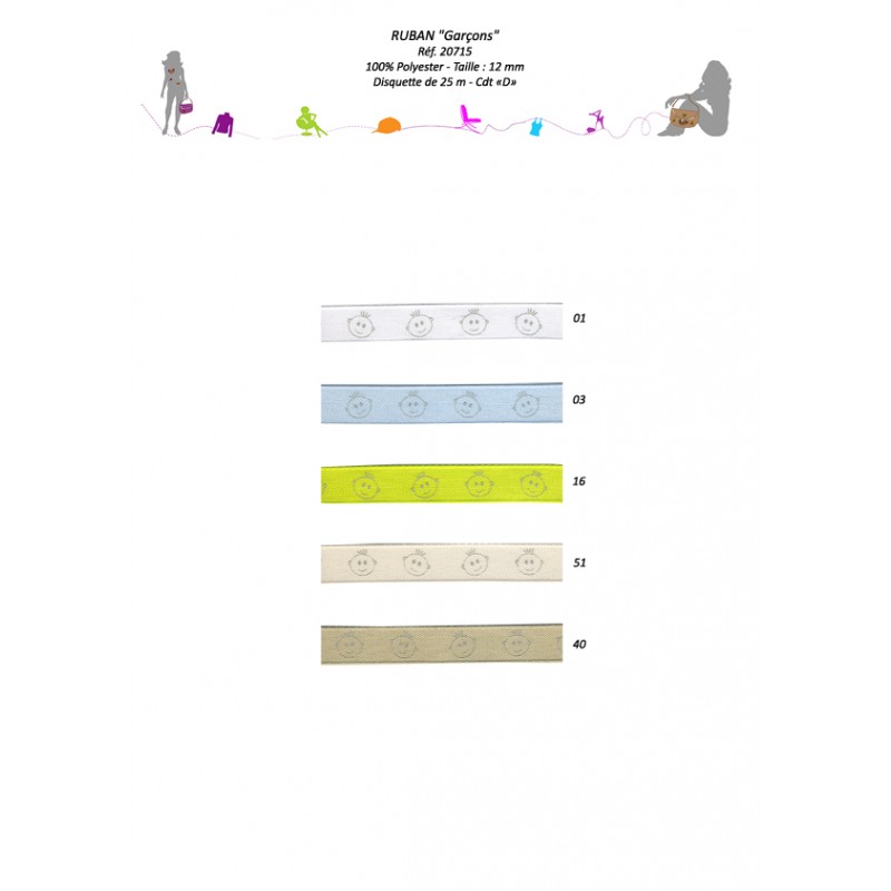 Stephanoise S20715 - RUBAN "GARÇONS" 12 MM
