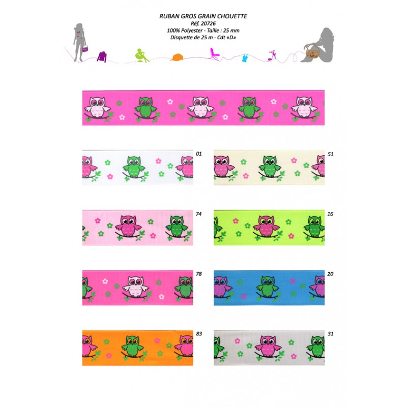 Stephanoise S20726 - RUBAN GROS GRAIN CHOUETTES