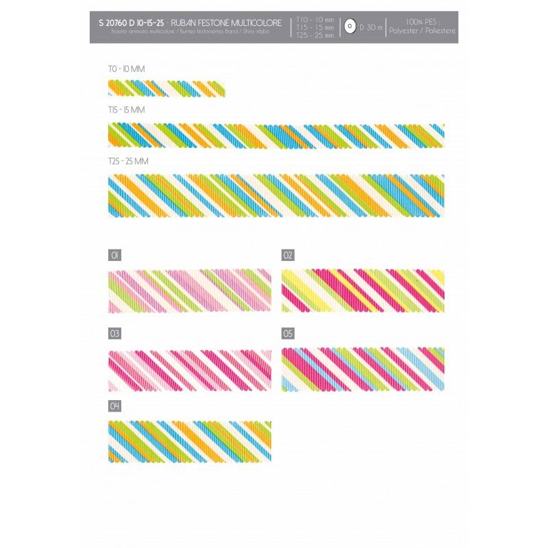 Stephanoise S20760 - RUBAN FESTONÉ MULTICOLORE