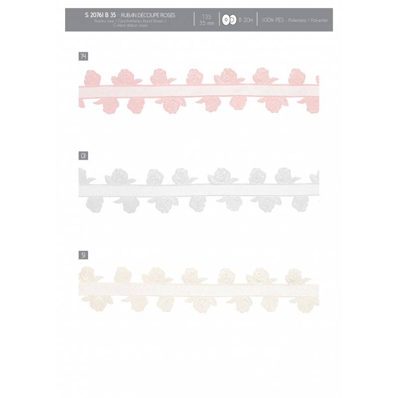 Stephanoise S20761 - RUBAN DECOUPE ROSES