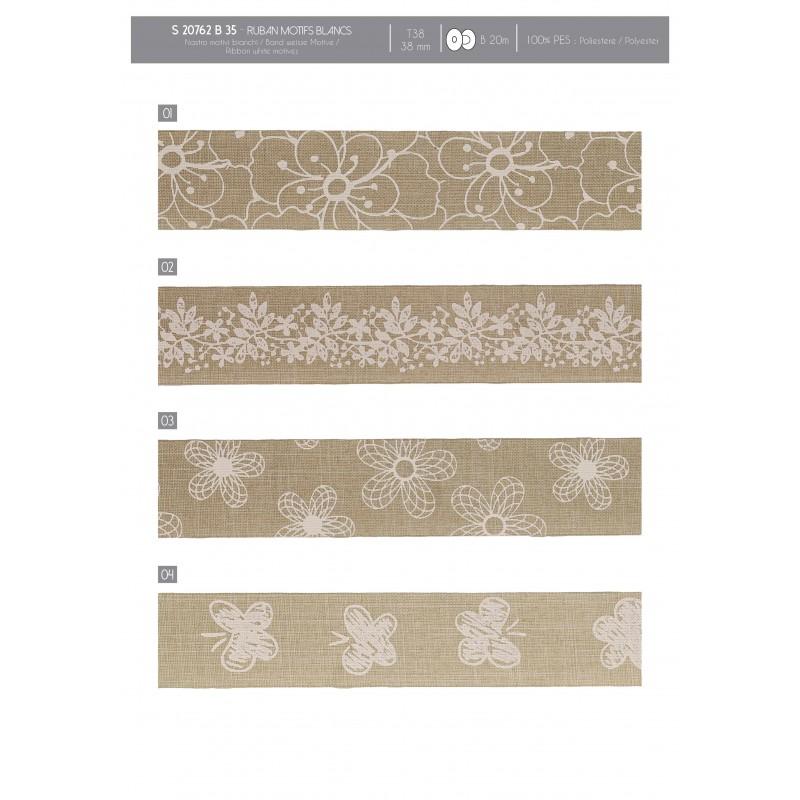 Stephanoise S20762 - RUBAN MOTIFS BLANCS