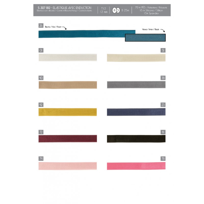 Stephanoise S2127 - ELASTIQUE AVEC ENDUCTION 12MM