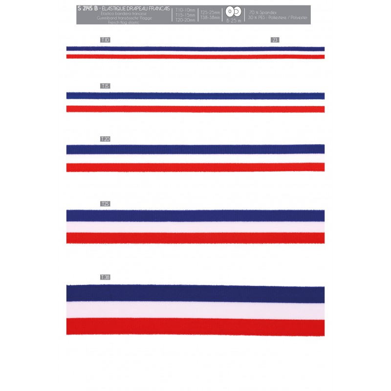Stephanoise S2145 - ÉLASTIQUE DRAPEAU FRANCAIS