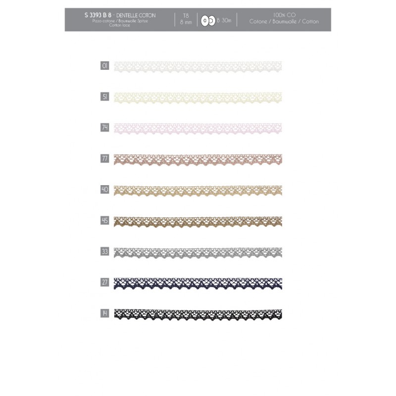 Stephanoise S3393 - DENTELLE COTON 8MM 100% COTON