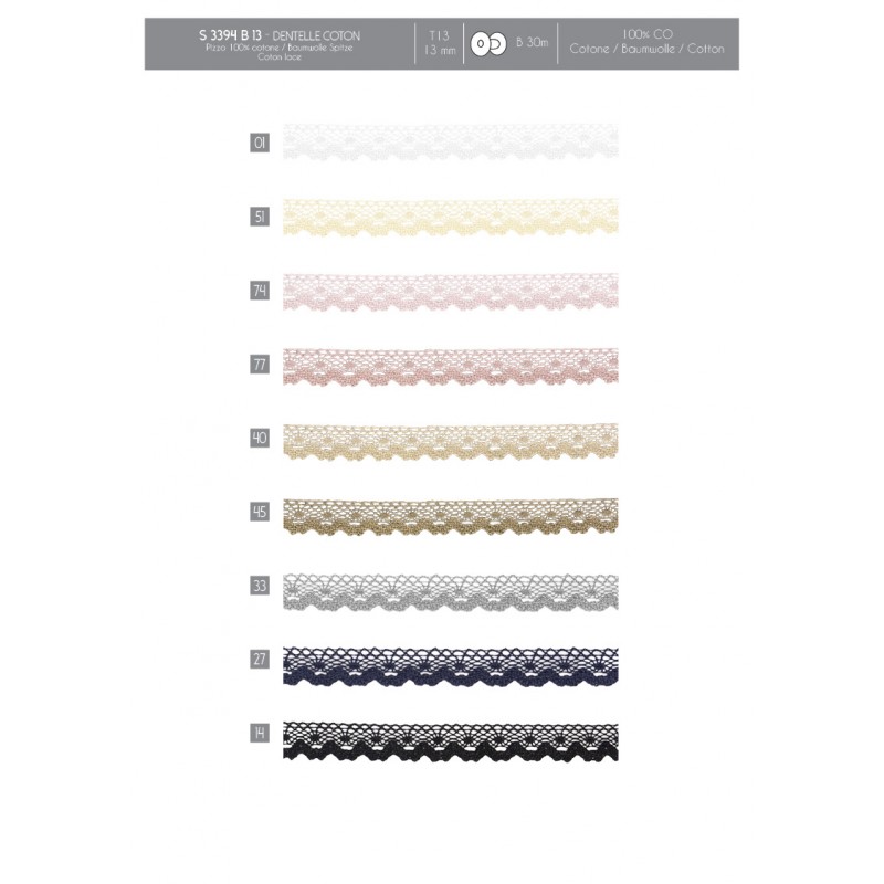 Stephanoise S3394 - DENTELLE COTON 13MM 100% COTON