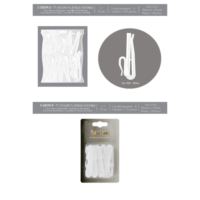 Stephanoise S34 - CROCHETS PLASTIQUES REGLA BLES 7CM