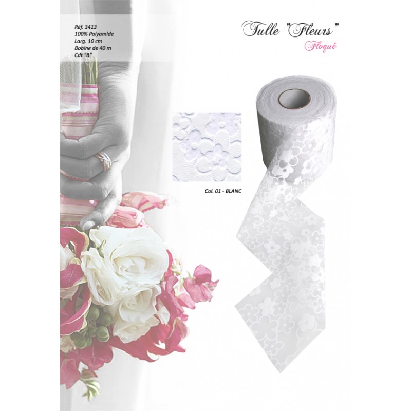Stephanoise S3413 - TULLE FLEURS 10CM - 40M