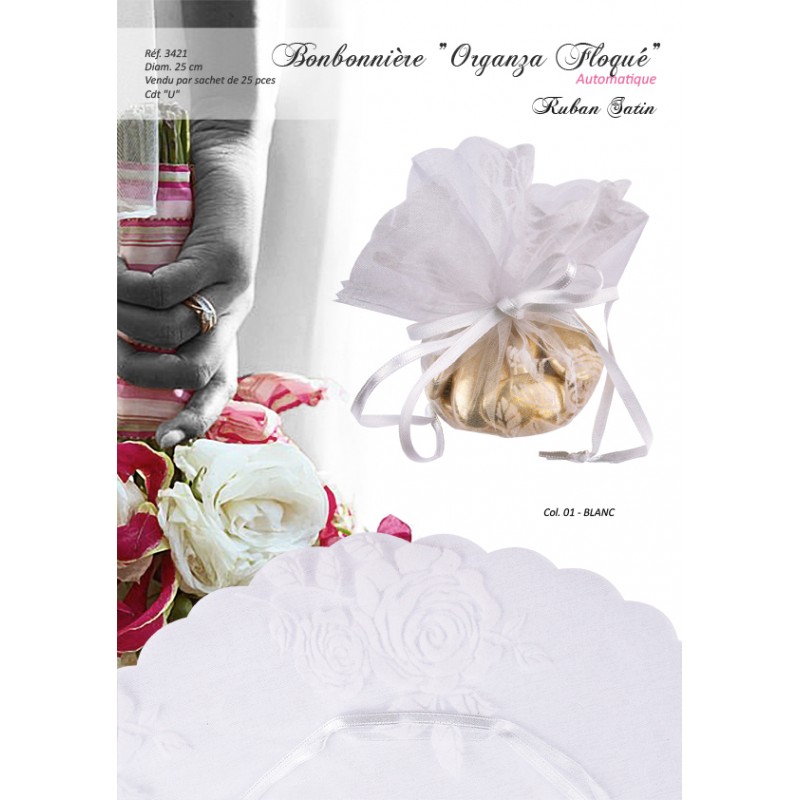Stephanoise S3421 - BONBONNIERE ORGANZA FLEURS X25PC