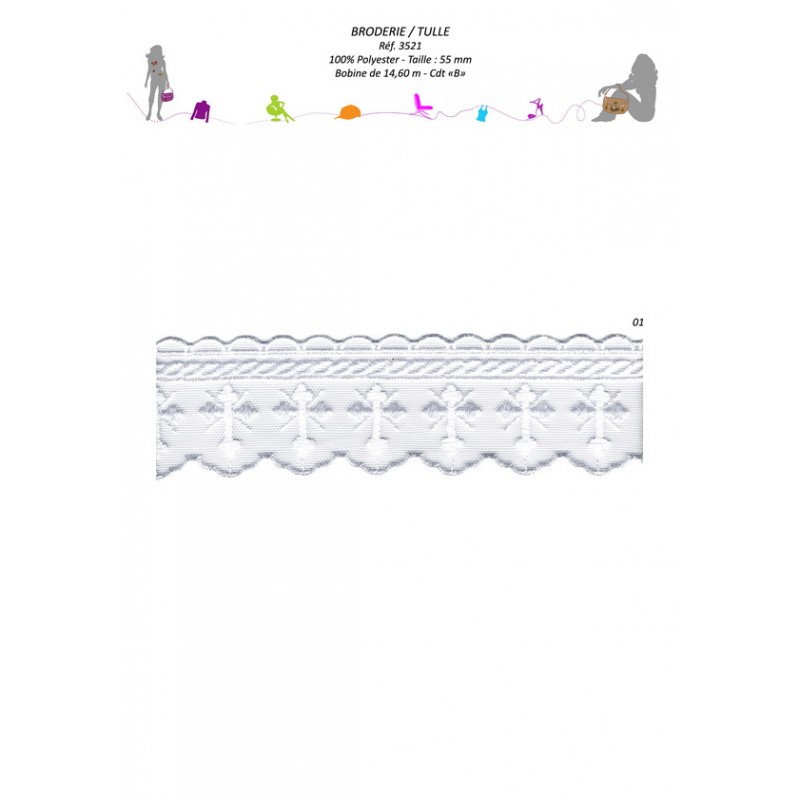 Stephanoise S3521 - BRODERIE S/TULLE 55MM