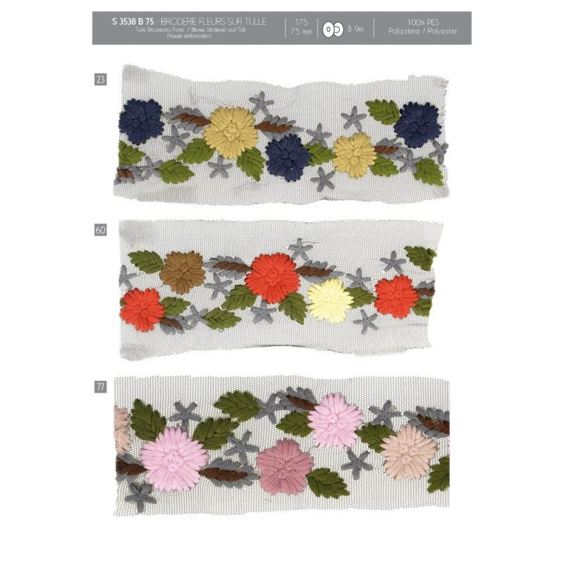 Stephanoise S3538 - BRODERIE FLEURS SUR TULLE