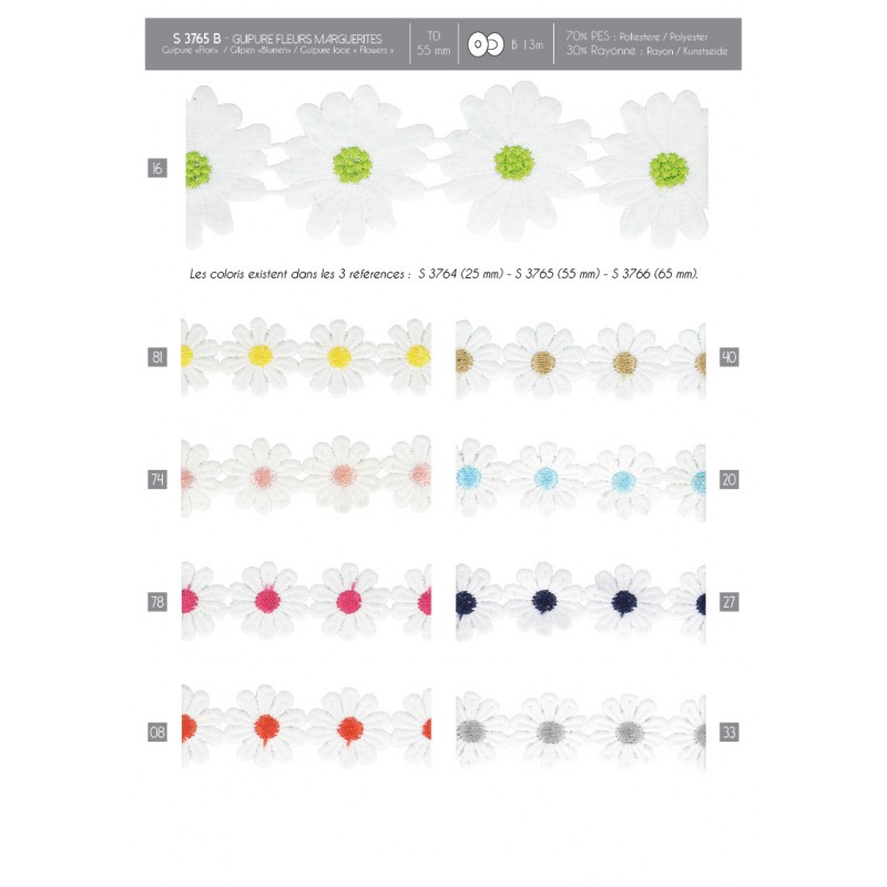 Stephanoise S3765 - GUIPURE"FLEURS" 55MM