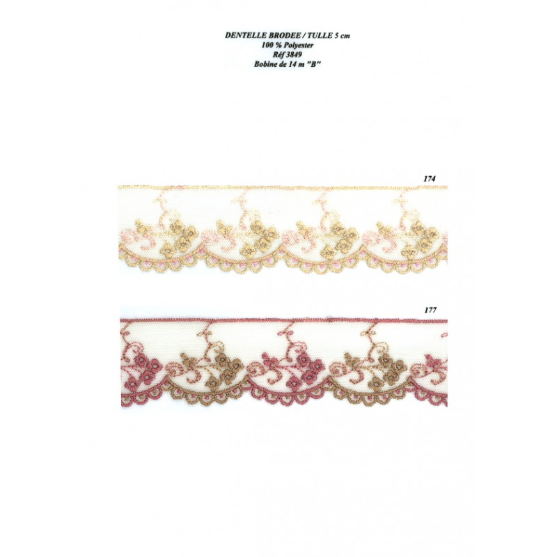 Stephanoise S3849 - DENTELLE BRODEE/TULLE 5CM