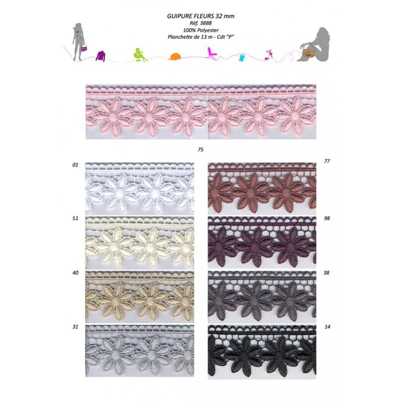 Stephanoise S3888 - GUIPURE FLEURS 32MM