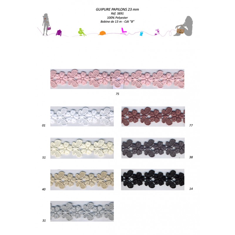 Stephanoise S3891 - GUIPURE PAPILLONS 23MM