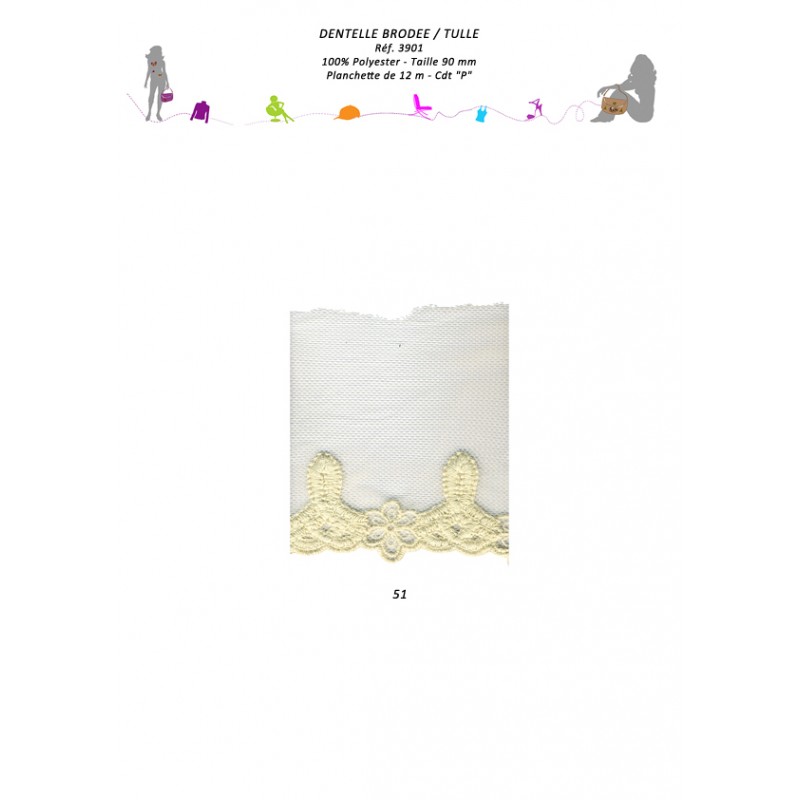 Stephanoise S3901 - DENTELLE BRODEE/TULLE 90MM