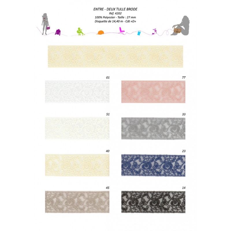 Stephanoise S4202 - ENTRE-DEUX TULLE BRODE