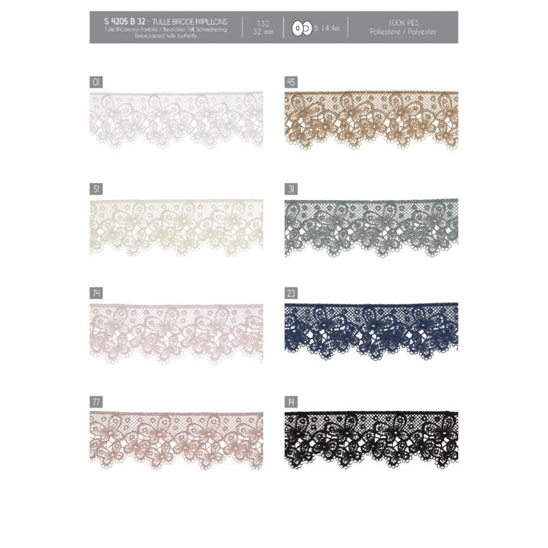 Stephanoise S4205 - TULLE BRODÉ PAPILLONS
