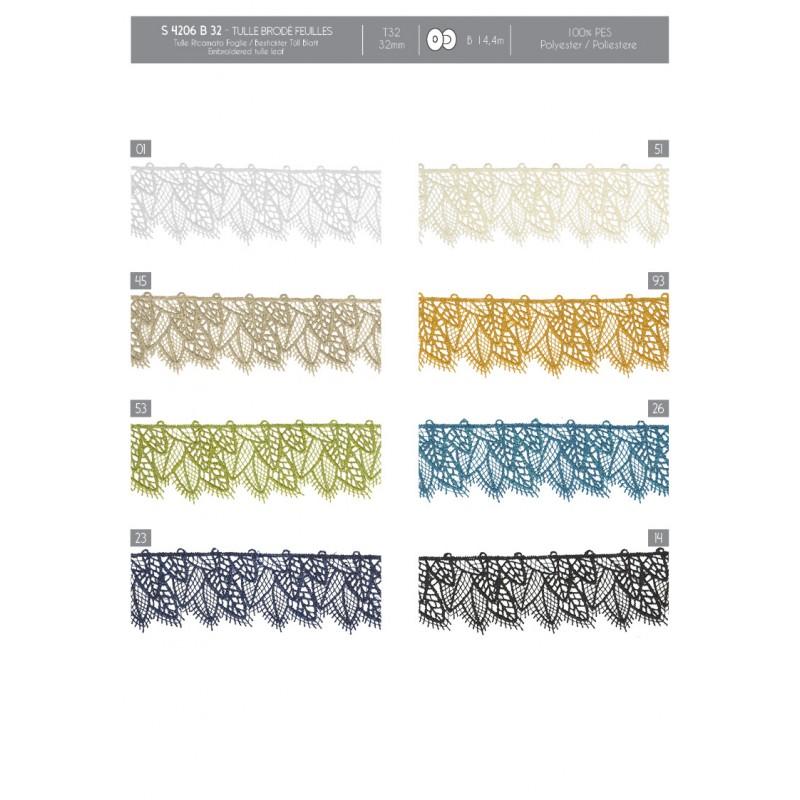 Stephanoise S4206 - TULLE BRODÉ FEUILLES