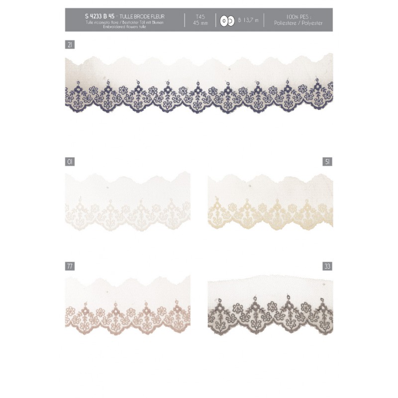 Stephanoise S4233 - TULLE BRODE FLEURS