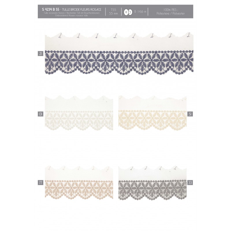 Stephanoise S4234 - TULLE BRODE FLEURS ROSACE