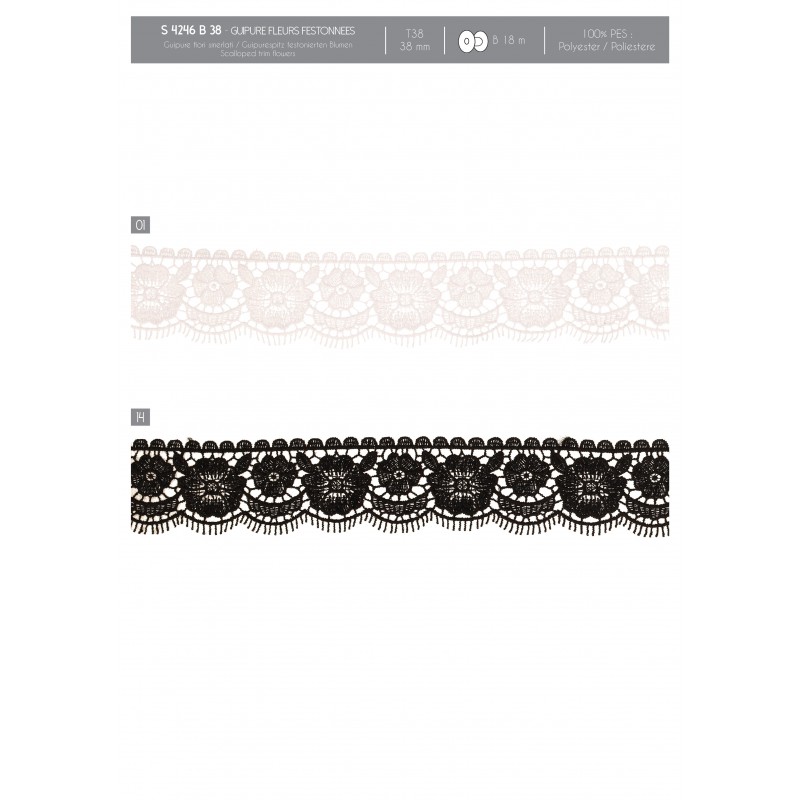 Stephanoise S4246 - GUIPURE FLEURS FESTONNEES