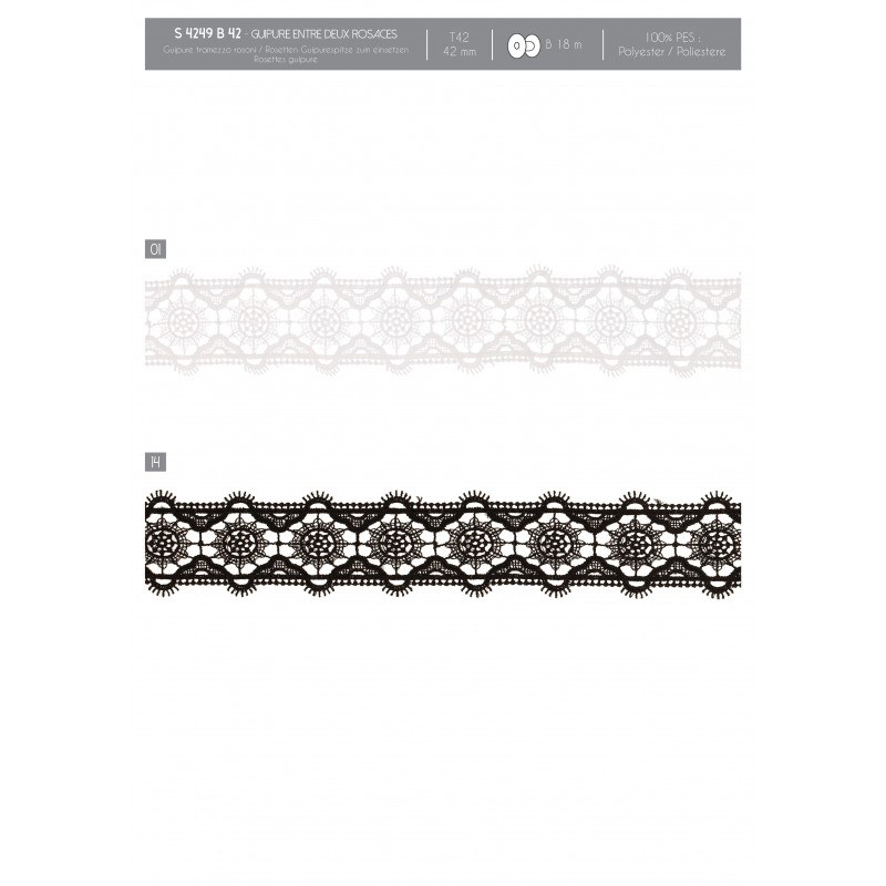 Stephanoise S4249 - GUIPURE ENTRE DEUX ROSACES