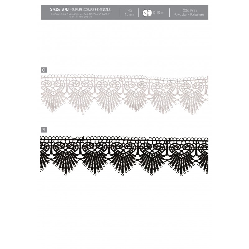 Stephanoise S4257 - GUIPURE COEURS & EVENTAILS