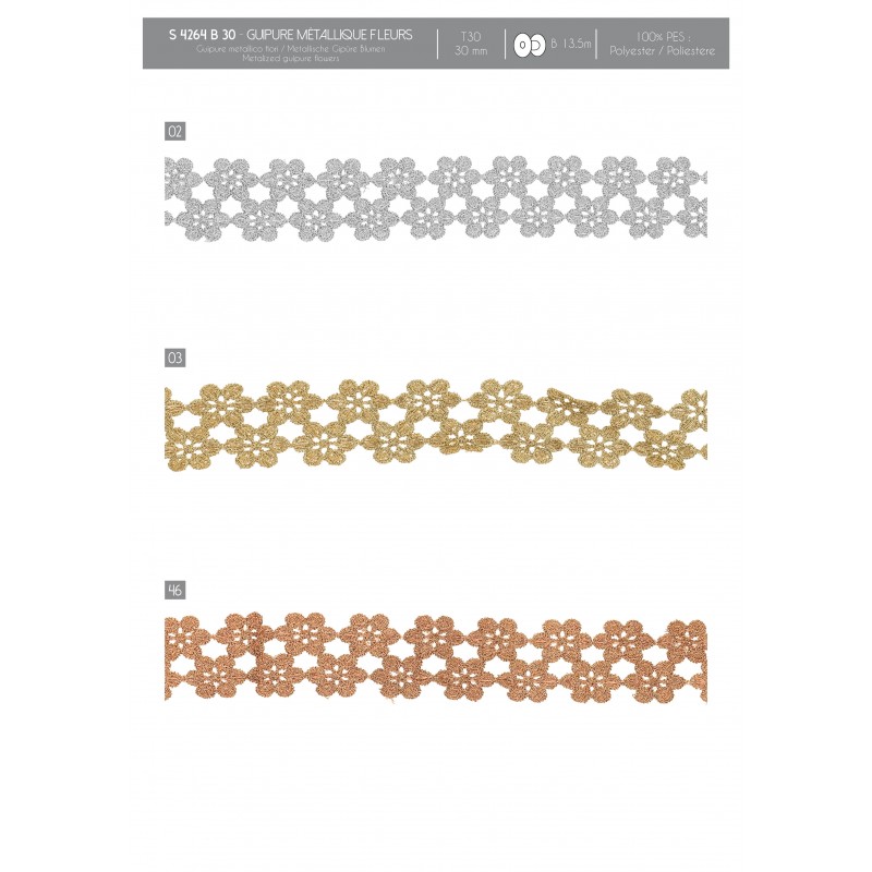 Stephanoise S4264 - GUIPURE METALLIQUE FLEURS