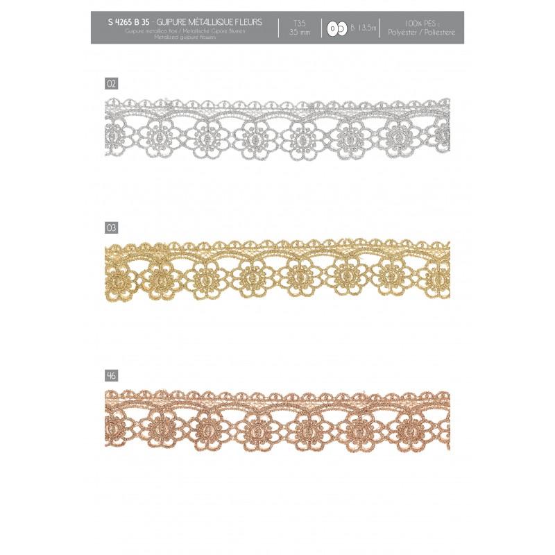 Stephanoise S4265 - GUIPURE METALLIQUE FLEURS