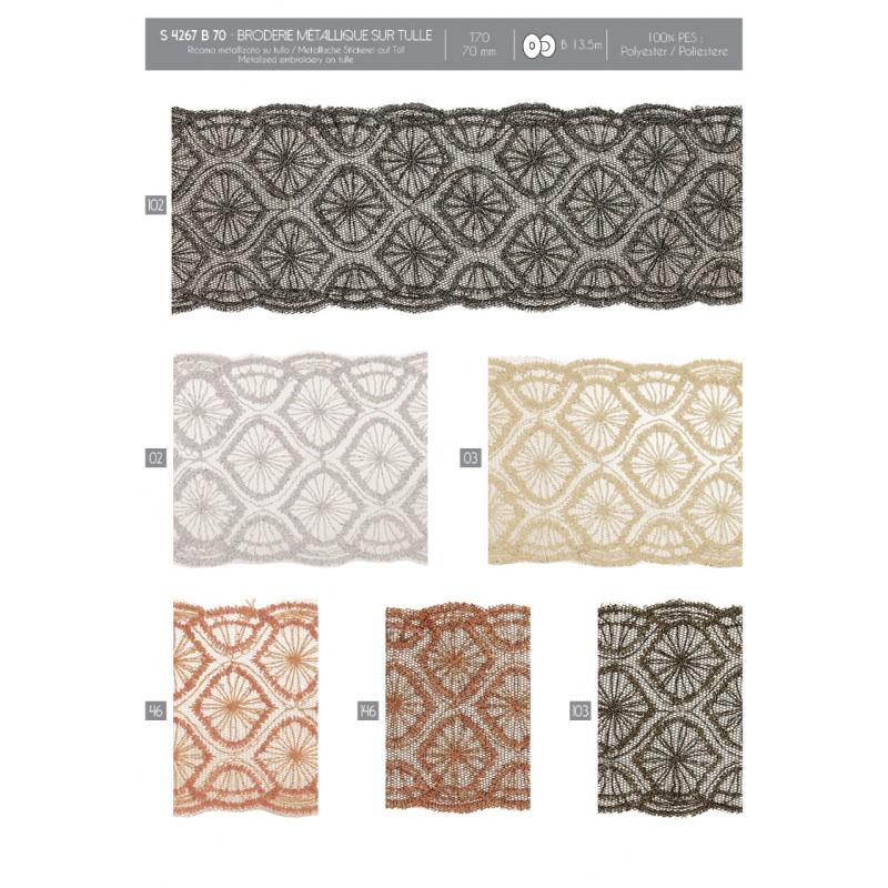 Stephanoise S4267 - BRODERIE MÉTALLIQUE SUR TULLE