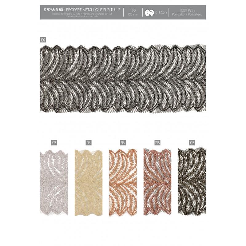 Stephanoise S4268 - BRODERIE MÉTALLIQUE SUR TULLE