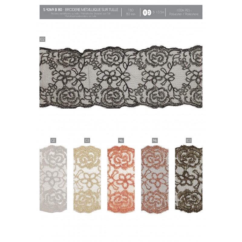 Stephanoise S4269 - BRODERIE MÉTALLIQUE SUR TULLE