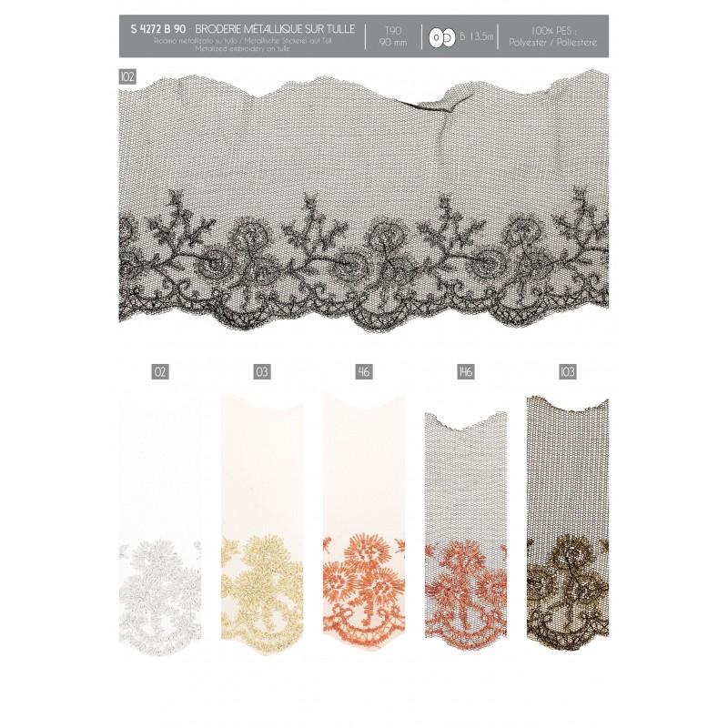 Stephanoise S4272 - BRODERIE MÉTALLIQUE SUR TULLE