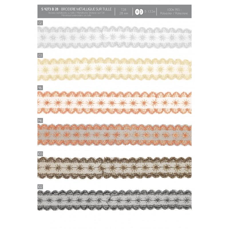 Stephanoise S4273 - BRODERIE MÉTALLIQUE SUR TULLE