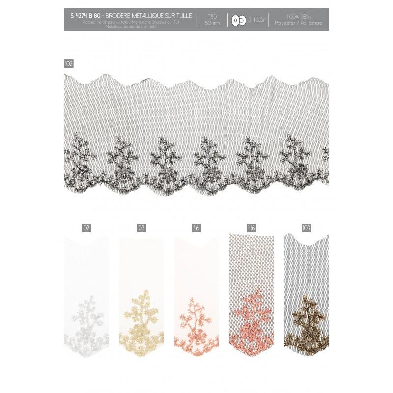 Stephanoise S4274 - BRODERIE MÉTALLIQUE SUR TULLE