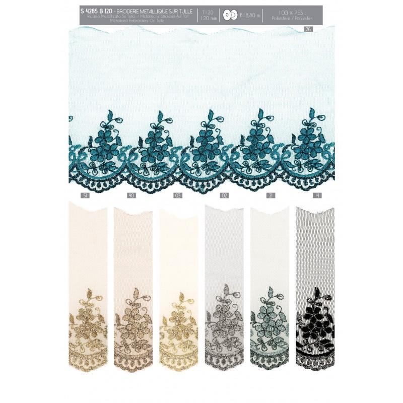 Stephanoise S4285 - BRODERIE METALLIQUE SUR TULLE