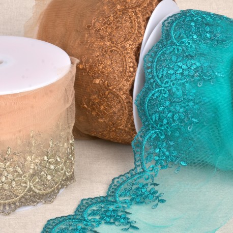 stephanoise S4285 - BRODERIE METALLIQUE SUR TULLE