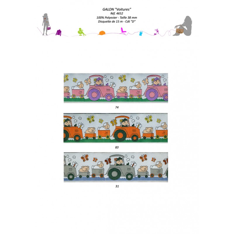 Stephanoise S4652 - GALON "VOITURES" 38MM