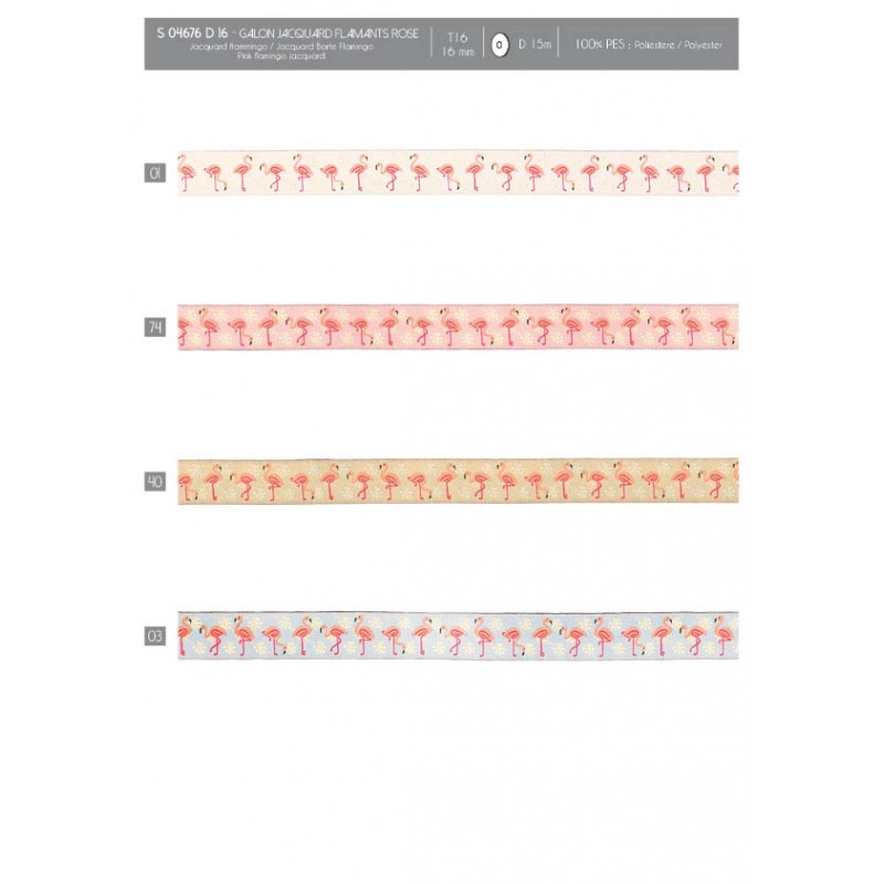 Stephanoise S4676 - GALON JACQUARD FLAMANTS ROSE