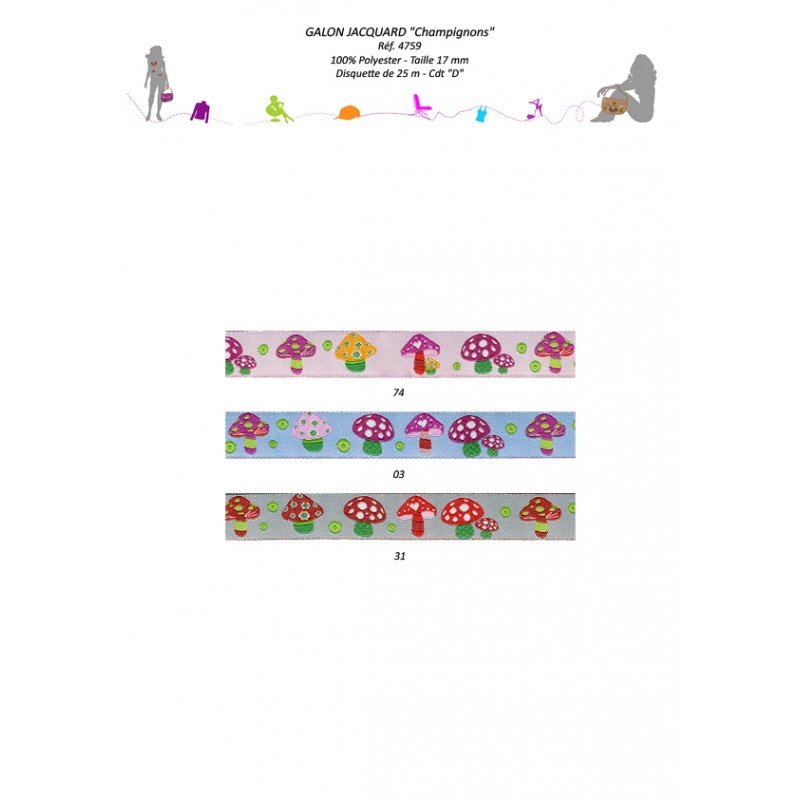 Stephanoise S4759 - GALON JACQUARD CHAMPIGNONS