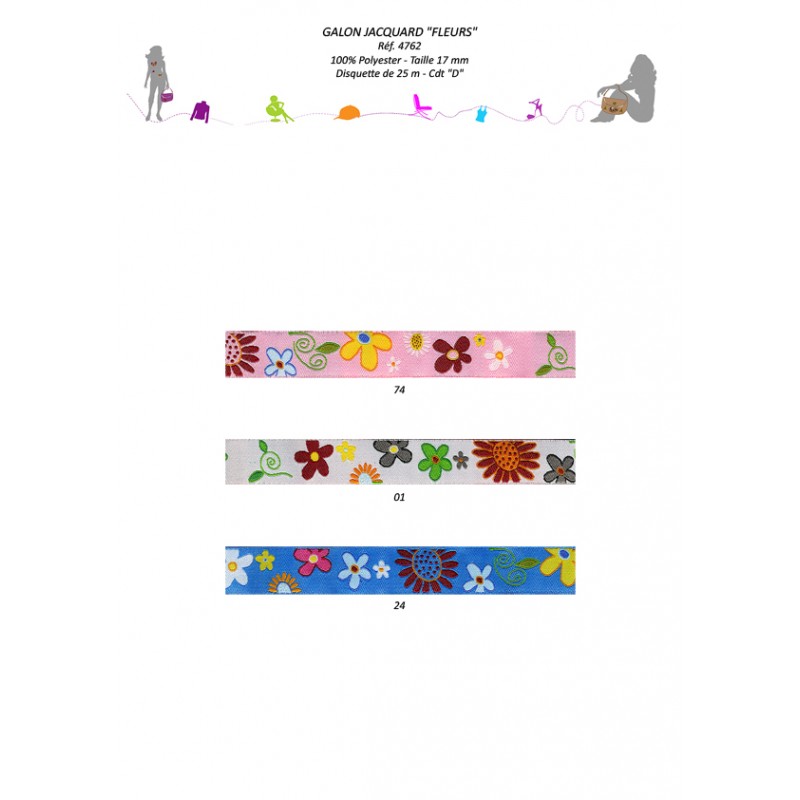 Stephanoise S4762 - GALON JACQUARD FLEURS
