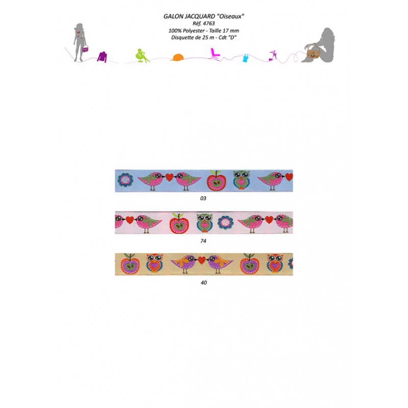 Stephanoise S4763 - GALON JACQUARD OISEAUX