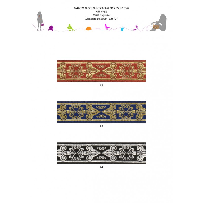 Stephanoise S4765 - GALON JACQUARD FLEURS LYS
