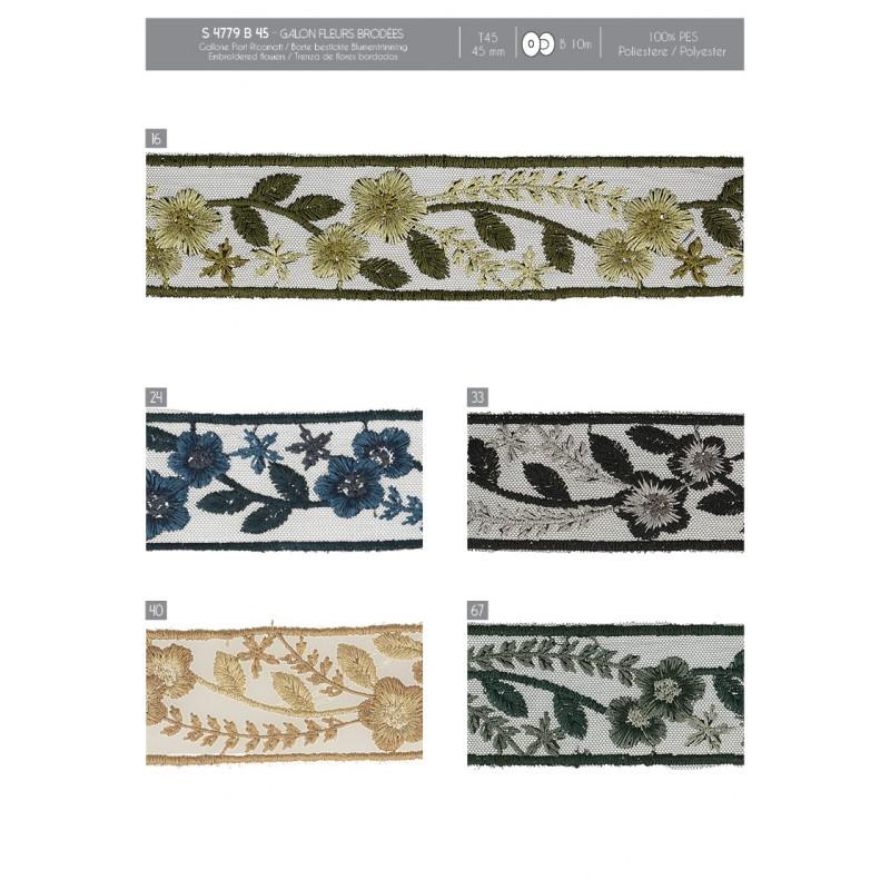Stephanoise S4779 - GALON FLEURS BRODÉES