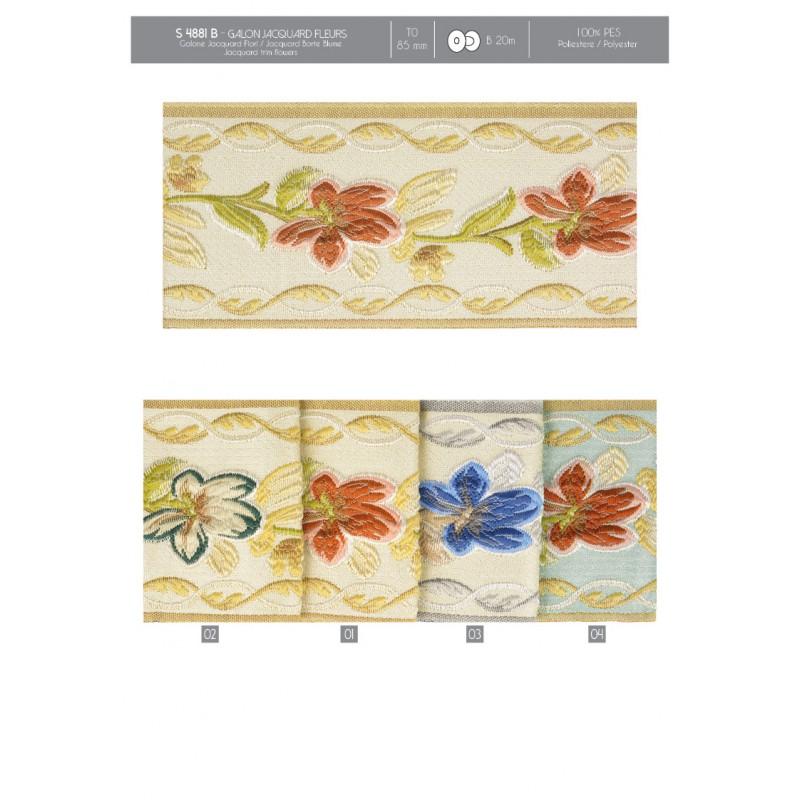 Stephanoise S4881 - GALON JACQUARD FLEURS 90MM