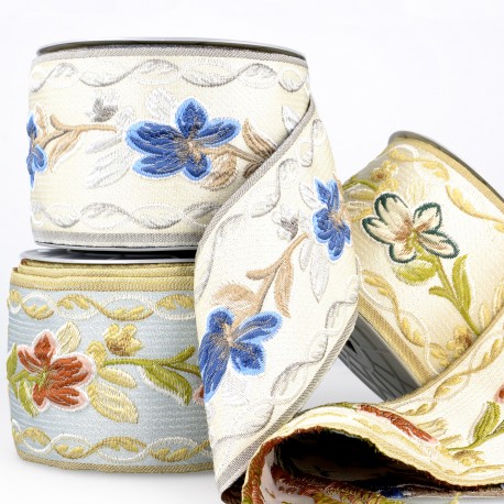stephanoise S4881 - GALON JACQUARD FLEURS 90MM