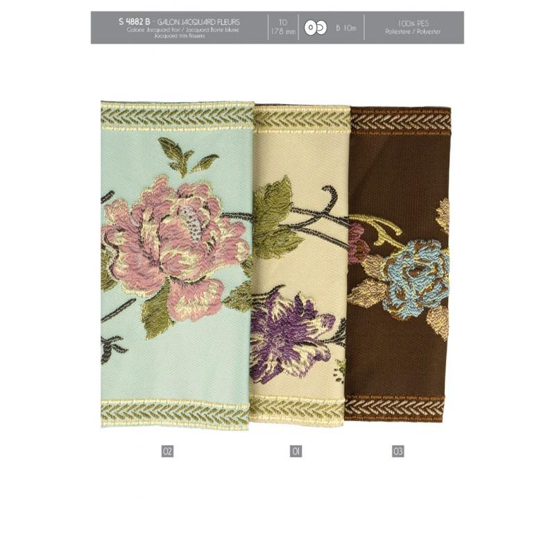 Stephanoise S4882 - GALON JACQUARD FLEURS 180MM