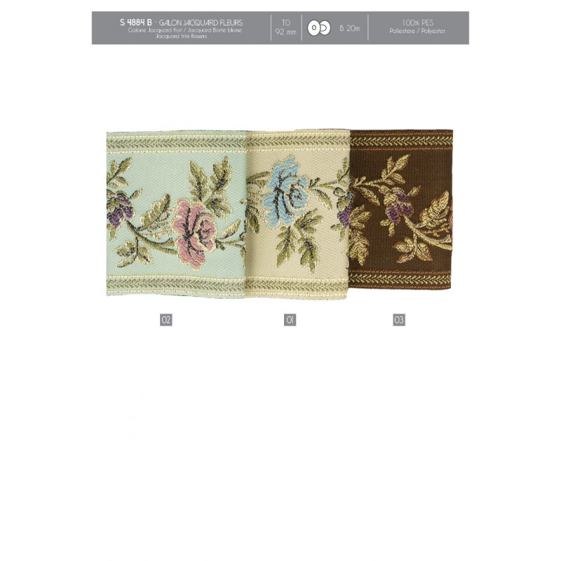 Stephanoise S4884 - GALON JACQUARD FLEURS 90MM