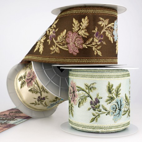 stephanoise S4884 - GALON JACQUARD FLEURS 90MM